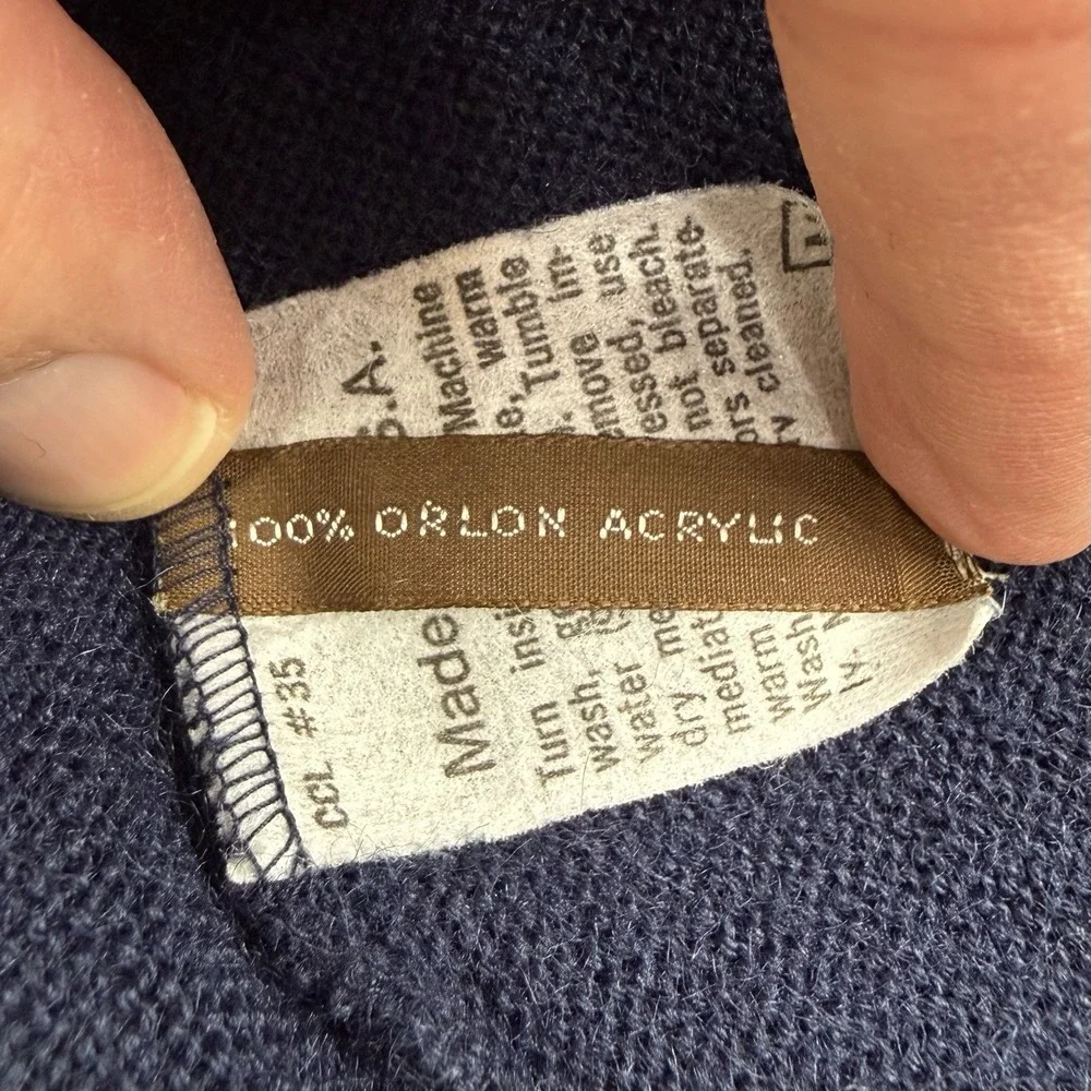 Vintage 80s Christian Dior Cardigan Men's M Navy 100% Orlon Acrylic Made In USA